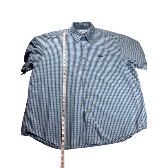 Carhartt Button-Up Shirt Men's Size XL Blue Plaid Short Sleeve - Picture 3 of 8